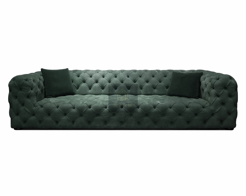 YS意式轻奢客厅-BAX四人沙发墨绿正面